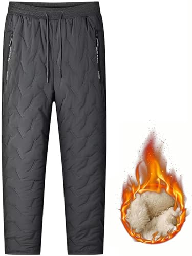 DTREEL Jogging Bottoms Men's Cotton Thermal Thick Wide Jogging Trousers Baggy Warm Fleece Lined Wide Gym Sports Trousers Winter Track Pants With Zip Pockets (Color : Gray, Size : 3XL)