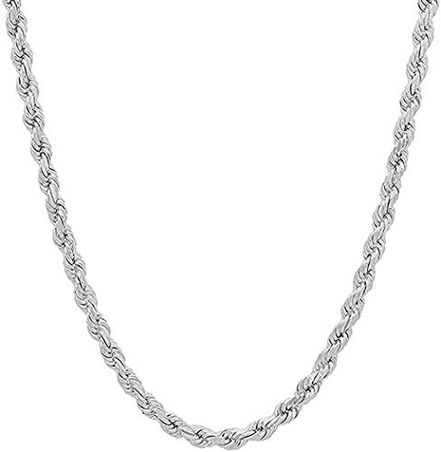 Savlano 925 Sterling Silver 4mm Solid Italian Rope Diamond Cut Twist Link Chain Necklace with Gift Box for Men & Women - Made in Italy
