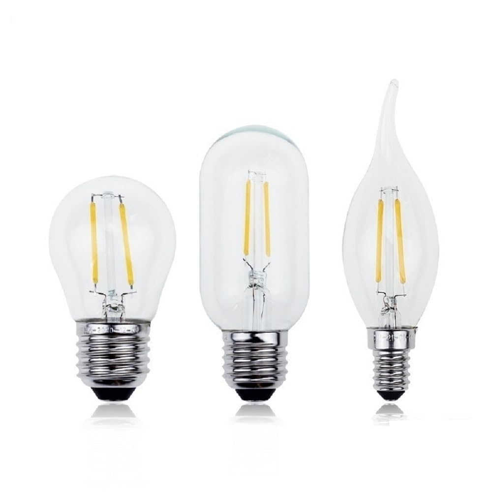 fengyan Casa bombillas 10pcs / lot AC220V E27 E14 Retro LED Bombilla de la lámpara de la bombilla del filamento de Edison C35 G45 T45 Bombilla de cristal Vintage lámpara de candelabros Familiar Lámpar