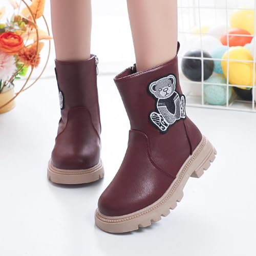 Ankle Boots for Girl Side Zipper Low Heel Short Booties Winter Warm Fashion Dress Shoes for Little Kid Big Kid4