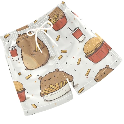 Pigsaly Boys Swim Trunks Capybaras Ship Humber Boys Board Shorts Swimsuit Swimwear Summer Bathing Suit S Multicolor