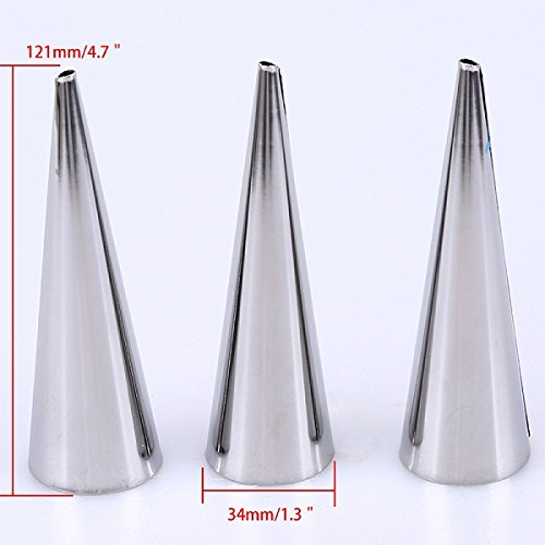 3Pcs Stainless Steel Pastry Cream Horn Moulds Conical Tube Cone Pastry