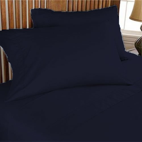 2 piezas de fundas de almohada de algodón egipcio macizo 600 TC King 50 x 90 cm y color azul marino