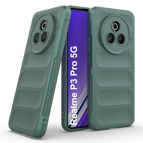 Image of Zapcase Back Case Cover for Realme P3 Pro 5G | Compatible for Realme P3 Pro 5G Back Cover | Liquid Silicon Magic Case with Camera Protection | Dark Green