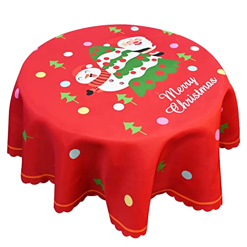 TSLBW 60inch Mantel Navidad Redondo Manteles Navideño Mantel Festivo de Navidad Tela Lavable Protector de Fiesta de Navidad Grandes Corredores de Mesa navideños para decoración de Mesa navideña
