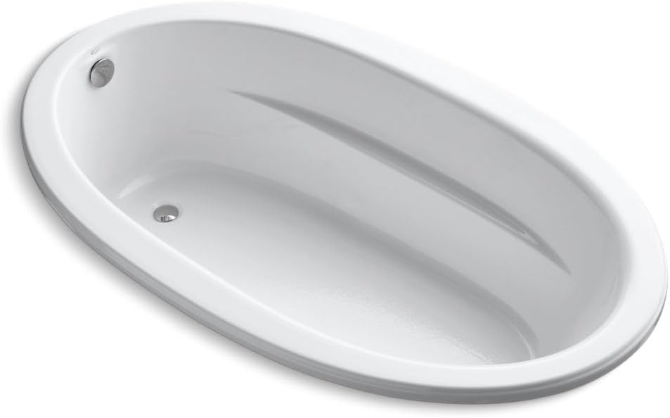 KOHLER K-1165-S1-96 Sunward 72-Inch x 42-Inch Drop-In Bath with End Drain, Biscuit