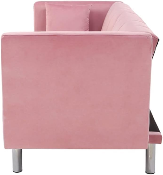 Velvet Sofa Bed Living Room Couch W/Metal Legs Holders Sleeper Daybed, for Small Spaces