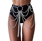 Bounzhi Punk Leg Waist Chain Belts Leather Body Chains Rock Rave Sexy Belly Body Jewelry for Women and Girls (A)