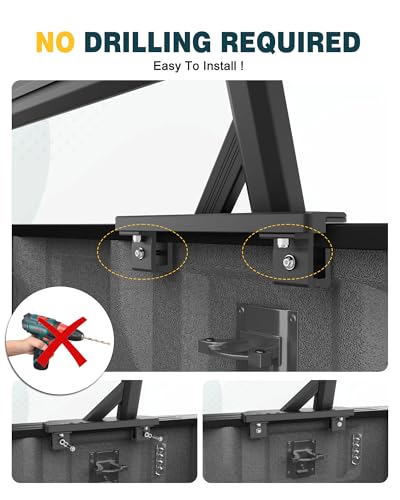 Image of Adjustable Aluminum Truck Ladder Rack - Fits Ford F-150, Dodge Ram & Chevy Silverado, 800lbs Dynamic / 1000lbs Static Load, Tool-Free Non-Drilling Installation, Micro-Inward Tilt for Stable Cargo