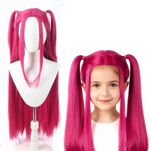 Dämonenjäger Kostüm Perücke Cosplay - 85cm lang Anime Cosplay Perücke für Kinder für Frauen Mädchen Realistische Hunter Zopfperücke für Halloween Karneval Party Maskenball Requisiten Zubehör