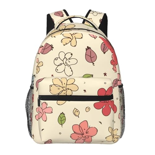 Sac à dos décontracté au joli motif floral avec compartiment ordinateur portable léger
