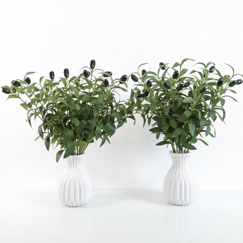 Autokcan 10PCS 18 Inches Olive Tree Branches for Vase Artificial Greenery Stems Realistic Faux Olive Branches with Fruit for DIY Centerpiece Decor Home, Wedding, Table Decoration(No Vase)