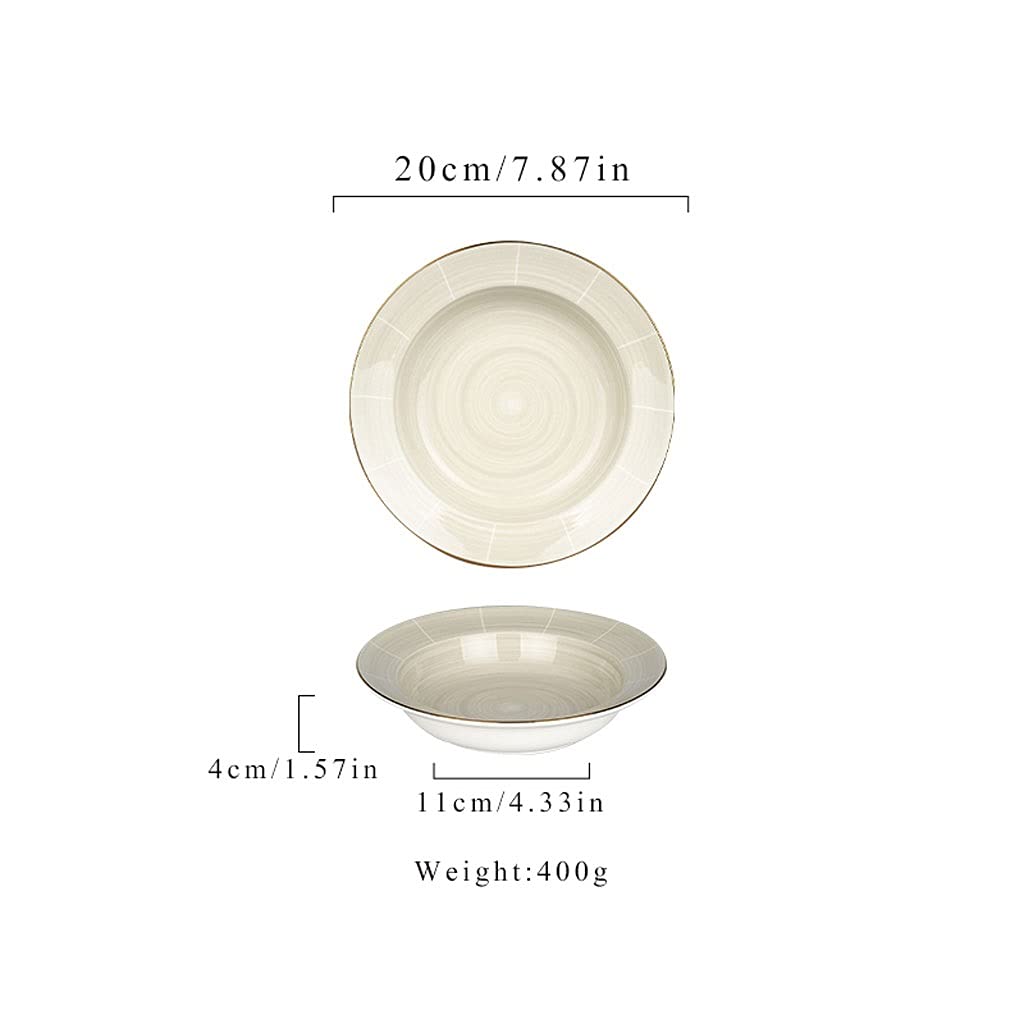 Platos llanos Platos llanos de cerámica de 7,87 pulgadas con borde dorado, platos domésticos con forma de sombrero para pasta, carne y platos apetitosos, ideal para horno