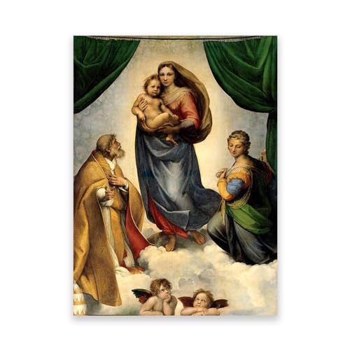 La Madone Sixtine de Raphael deco murale salon avec cette peinture sur toile de 30x42cm