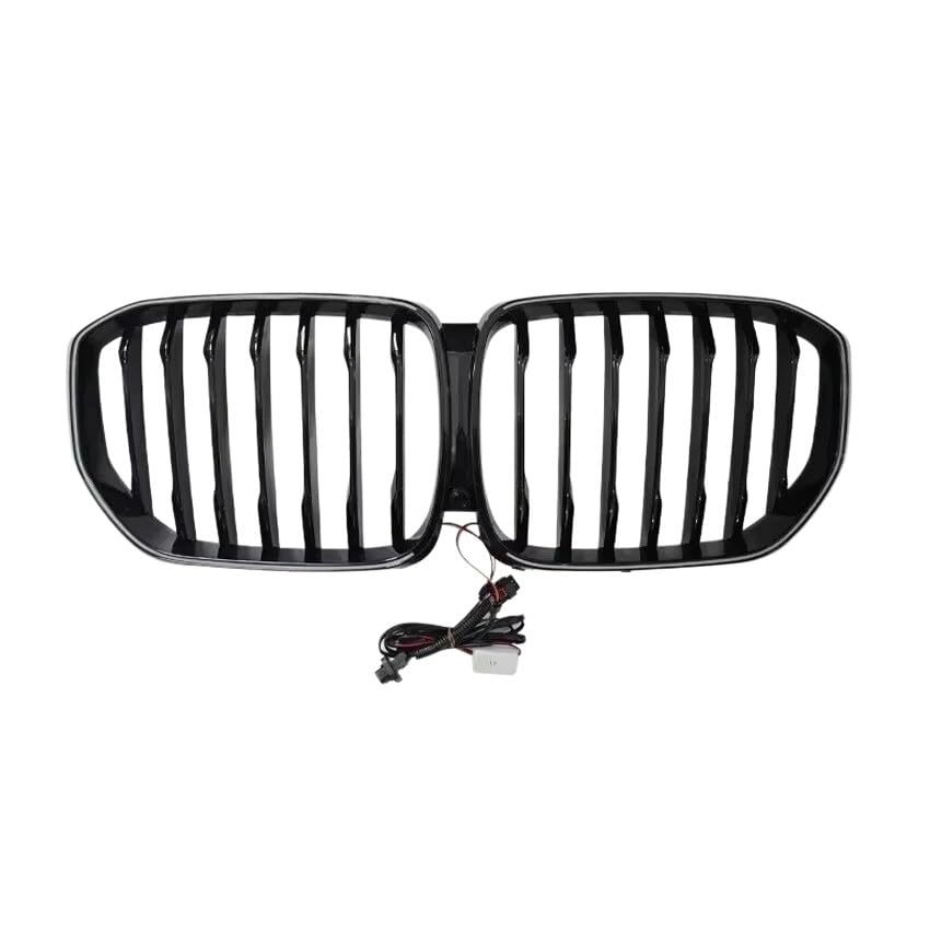 Calandre avant X5M G05 noir brillant : Grille de pare-chocs supérieure lumineuse