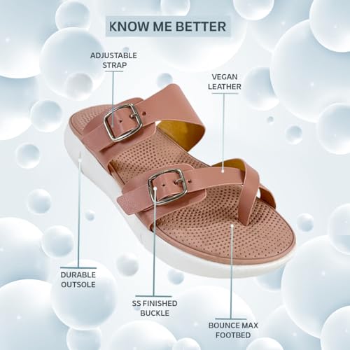 Image of KazarMax Women Magnolia Lightweight Double Strap | Cushioned | Bounce Back | Comfortable Flat Sandals