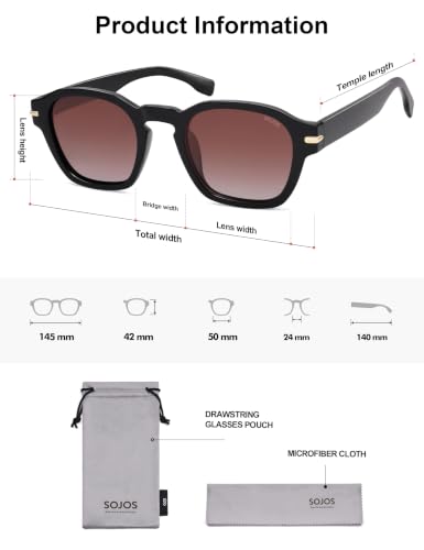 Image of SOJOS Retro Square Polarized Sunglasses Men Trendy Womens SJ2382 | Vintage UV400 90s Sun Glasses Outfit Driving