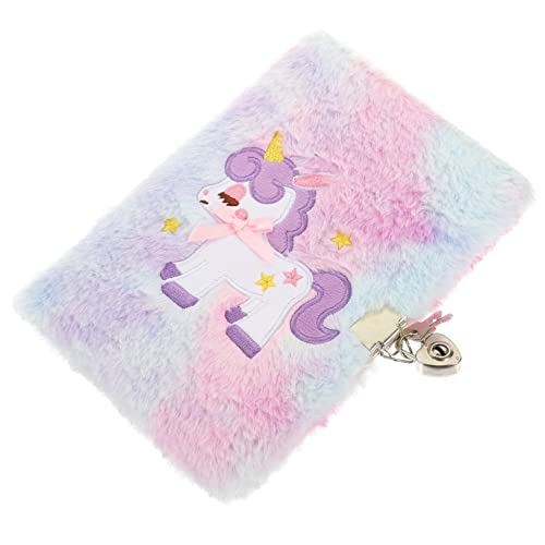 BESTOYARD notebook journal note book for girls journal fluffy diary lockable journal lockable diary stationery decorative plush notepad lovely diary book Cartoon key