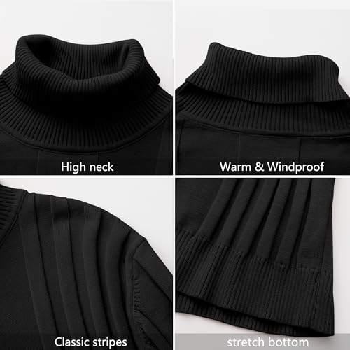 Men's Turtleneck Sweater Long Sleeve, Slim Fit Knit Pullover, Soft Tops Multicolor Texture Turtle Necks Tops for Men3