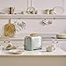 Dualit 2 Slice Lite Toaster, 1.1kW Toasts 60 Slices an Hour, Polished with Sage Trim, Bagel & Defrost Settings, 36 mm Wide Slots, 26216