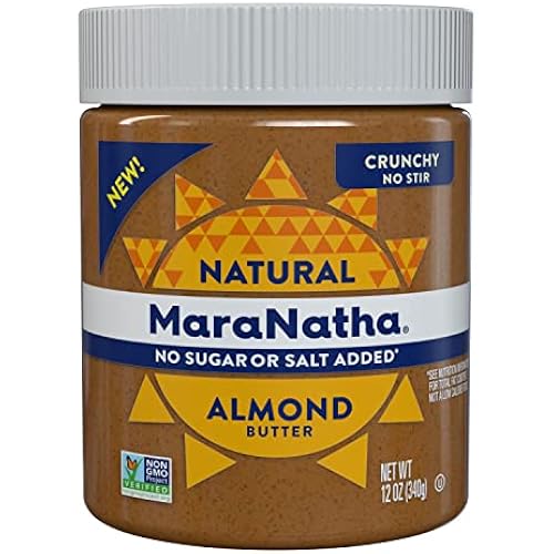 MaraNatha Natural Crunchy Almond Butter, No Stir, No Sugar or Salt Added , 12 Ounce Jar