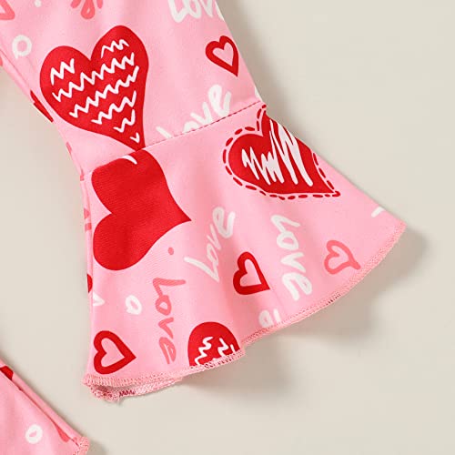 Younger Tree 3Pcs Valentines Baby Girl Outfit Newborn Infant My First Valentines Day Romper Love Pattern Pant Clothes Sets(White, 6-12 Months) #TOP4