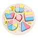 Hellery Puzzle di Frazione in Legno Montessori Giocattolo Colorato per Bambini Jigsaw