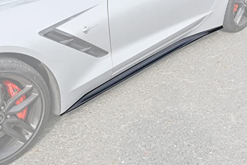 Replacement for 2014-2019 Corvette C7 All Models | Add-On Aero Bottom Line Carbon Fiber Rocker Panel Side Skirts Extension