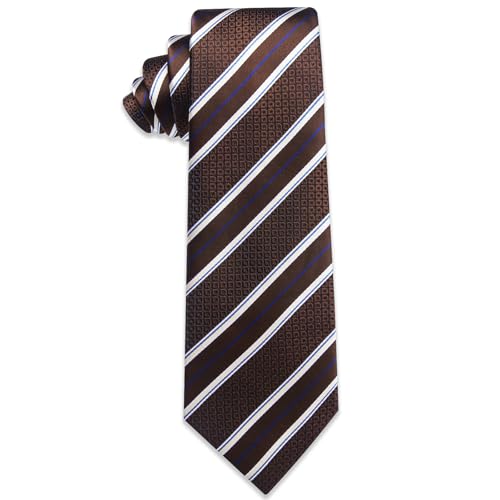 Image of YourTies Men's Neckties Striped Tie and Plaid Neckties for Men Woven Silk Tie Gold Tie Clip Set