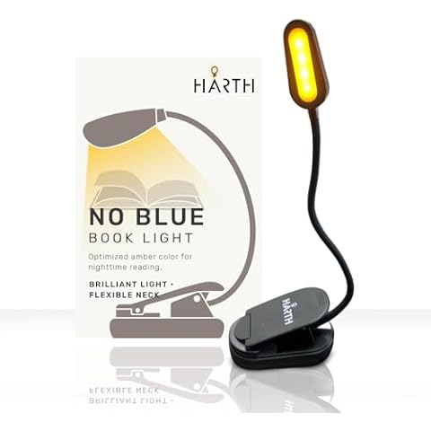 Harth Book Light for Reading, Rechargeable Clip Lamp for Book Lovers, Night Reading Accessory with Red Light, Ideal Gift for Readers, Portable Light for Bedtime Reading Eye Care Cover
