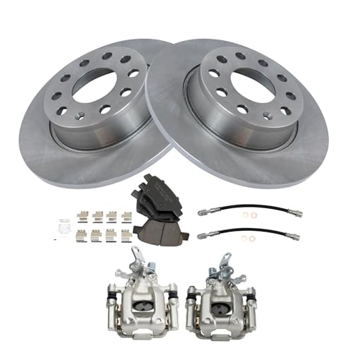 Image of TRQ Rear Brake Pad & Rotor Kit Ceramic Compatible with 2014-2015 Volkswagen Passat