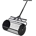 Compost Spreader - 24'' Peat Moss Spreader Manure Spreaders Roller with Adjustable T Shaped Handle Lightweight Metal Mesh Spreader for Lawn Garden Spreading Manure Topsoil, Black 0.7" x 1.4" Open Slit