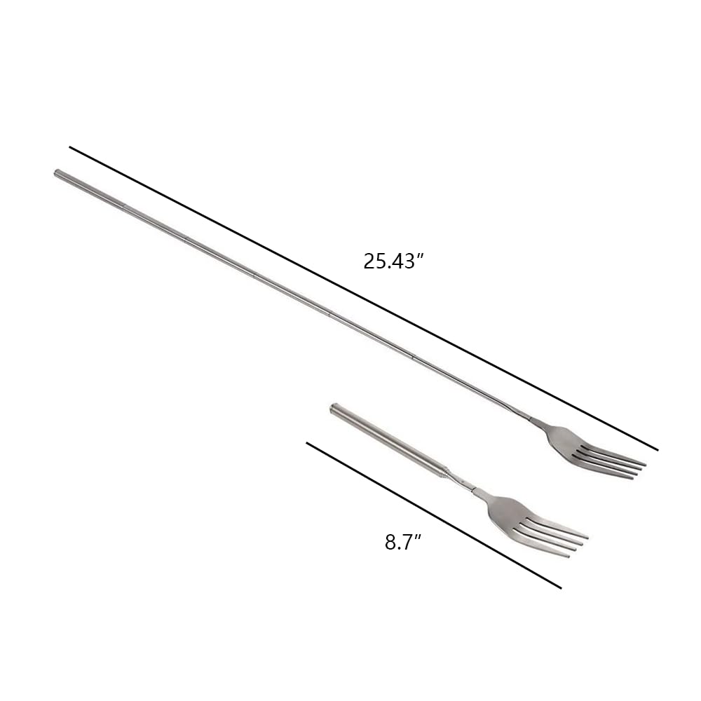 LannuMet 2pcs Extendable Fork Stainless Steel Telescopic Forks Extendable Dinner Fruit Dessert Fork 9~25in