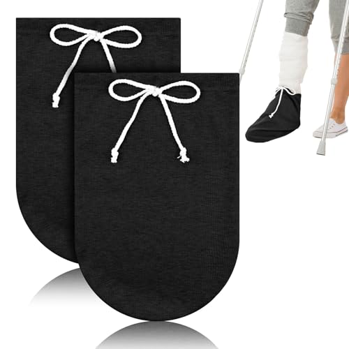 OXDFK 2 PCS Cast Sock Cover for Foot, Cast Cover for Foot, Leg Cast Cover, Adjustable Drawstring Foots Casts Cover for Men and Women (Black)