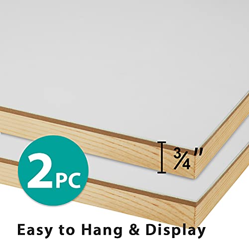 Phoenix Gesso Boards For Painting - 16X20 Inch / 2 Pack - Smooth Surface 3/4 Inch Cradled Wood Panels For Oil & Acrylic Paints, Crafts & Pouring Art #TOP2