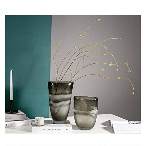 Vase en verre soufflé à frontière dorée et matériaux naturels - 8