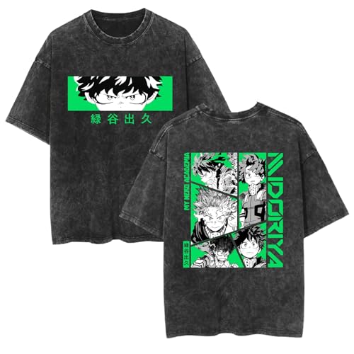 Camisetas Lavadas Vintage De Manga Corta De My Hero Academia