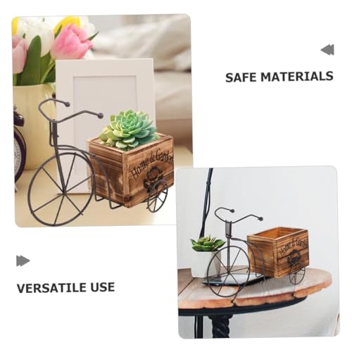 Pot à crayons rétro tricycle en bois, cadeau déco idéal - 8