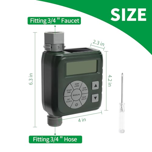 Sprinkler Timer, Zuomeng Water Timer for Garden Hose with Dual Power Design, Professional Anti-Leak Technology Ensures No More Leaks, Rain Delay, Automatic/Manual Watering System, 1 Outlet, Green