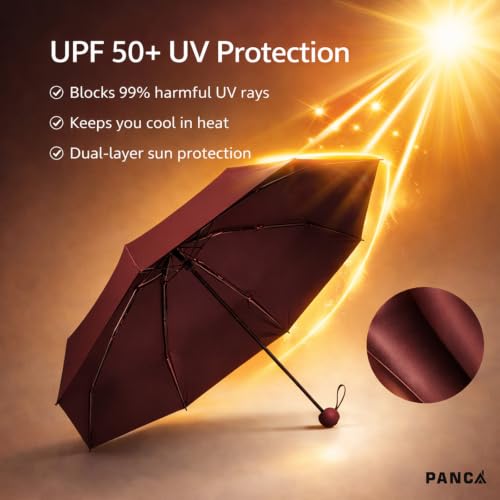 Image of PANCA Foldable Travel Umbrella Compact Manual Sun Rain UV Protection