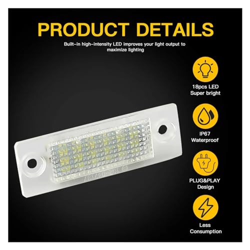 Luces LED de matrícula Canbus para VW Caddy y Transporter, elimina bombillas amarillas 4