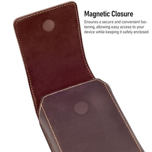 ykooe Genuine Leather Phone Holster Compatible with iPhone 17 Pro Max, Samsung Galaxy S25/S24/S23/S22/S21 Ultra A16 A26 A35 A36 A55 A56 -Belt Clip and Magnetic Closure,Dark Brown,XXL - Thumbnail 4