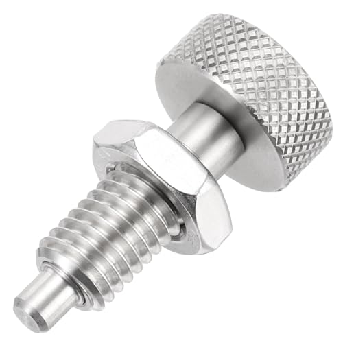 PATIKIL Spring Plunger with Knurled Handle, M10x1.5 Spring Return Knob Plunger 304 Stainless Steel Retractable Coarse Thread Index Plunger for Industrial Equipment