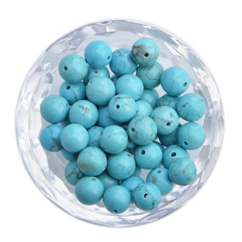 Image of Massive Beads 100PCS Blue Turquoise Beads, Smooth Surface, 8mm Round Turquoise Beads for Jewelry Making DIY Gifts, Necklaces, Bracelets, Yoga Bracelets