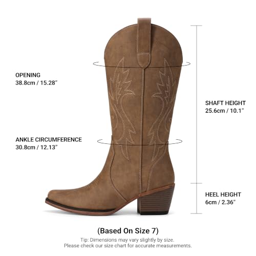 DREAM PAIRS Women's Cowboy Cowgirl Western Boots,Size 7,All Brown - image 4