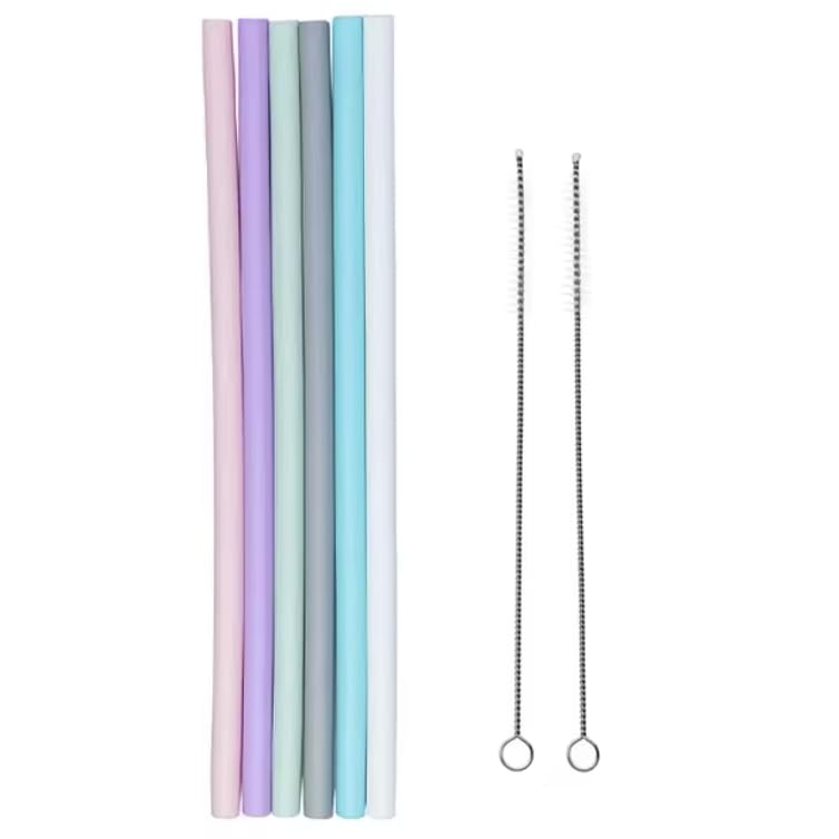 CasaLuxe_Set of 5: Food Grade Silicone Straw with Cleaning Brush for Boba Tea,Smoothies,Wide Straw, Kids Friendly, Dishwasher Safe,Easy to Clean, (4 Straight Straw + Cleaning Brush)