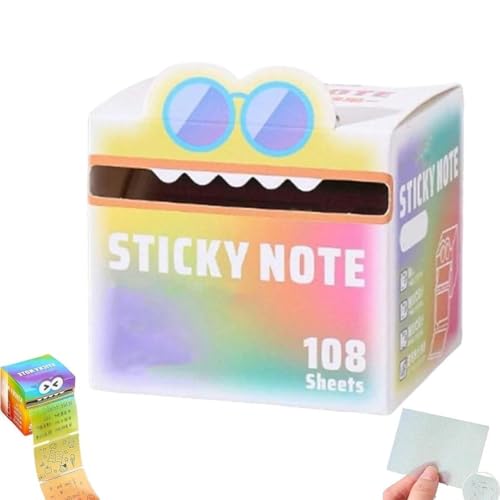 かわいいモンスター柄付箋、面白いファンシーオフィススクール用品、複数の愛らしい動物のレインボーカラークリアラベルノート、多目的付箋、粘着式漫画メモパッド、楽しいパステルカラーの引き出し式透明メモパッド、透明で読みやすい、パール光沢漸変、自己粘着式簡単ポスト