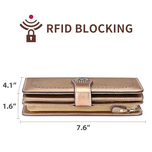 SENDEFN Women's Genuine Leather Wallet - RFID Blocking Wristlet With 24 Card Slots 1 thumbnail image