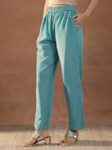 Image of Libas Embroidered Silk Blend Straight Kurta With Trouser and Dupatta