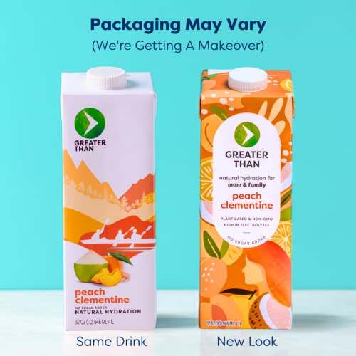 Greater Than Vegan Breastfeeding Support & Breast Milk Supply Aid, Organic Postpartum Nursing Supplement With No Sugar Added, Gluten Free & Keto All Natural, Coconut Water Electrolyte Drink, Peach Clementine (6 Pack) #TOP5